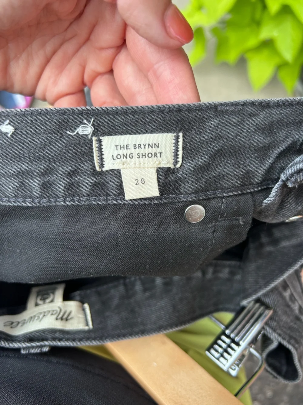 Madewell Washed The Brynn Long Black Denim High-Rise Cutoff Shorts